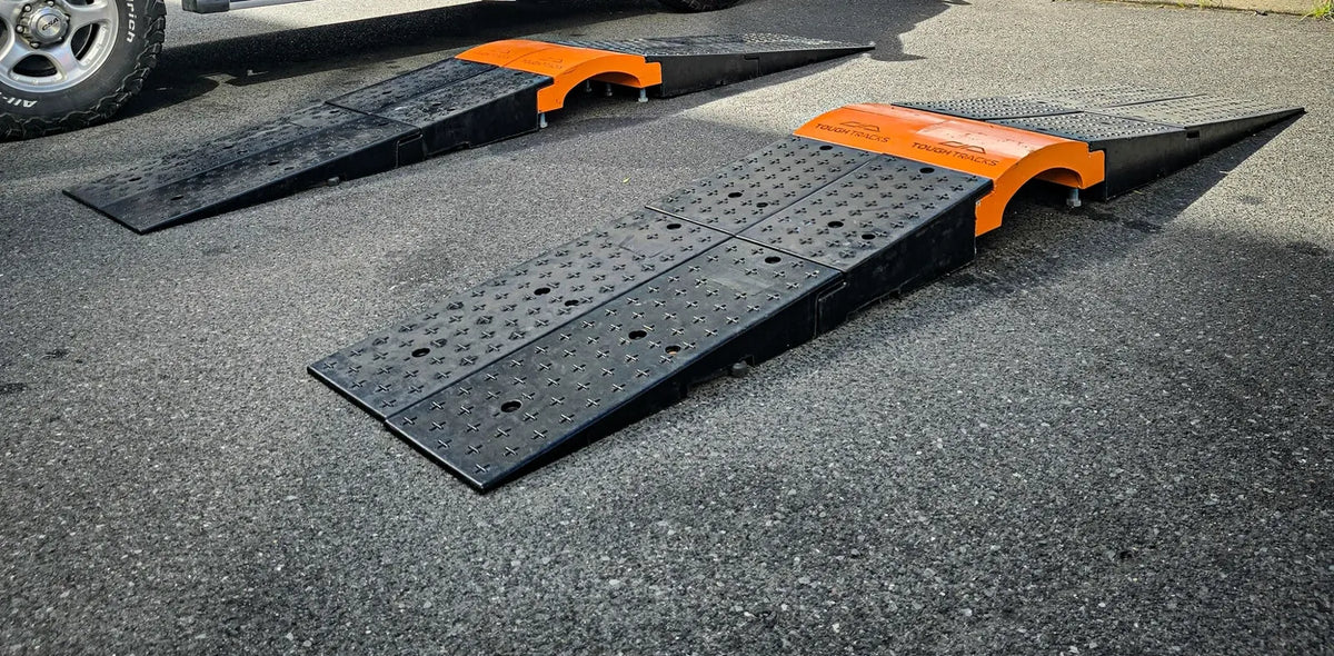 Custom TOUGHERTRACKS 2.0 arrangement with rubber ramps and steel span